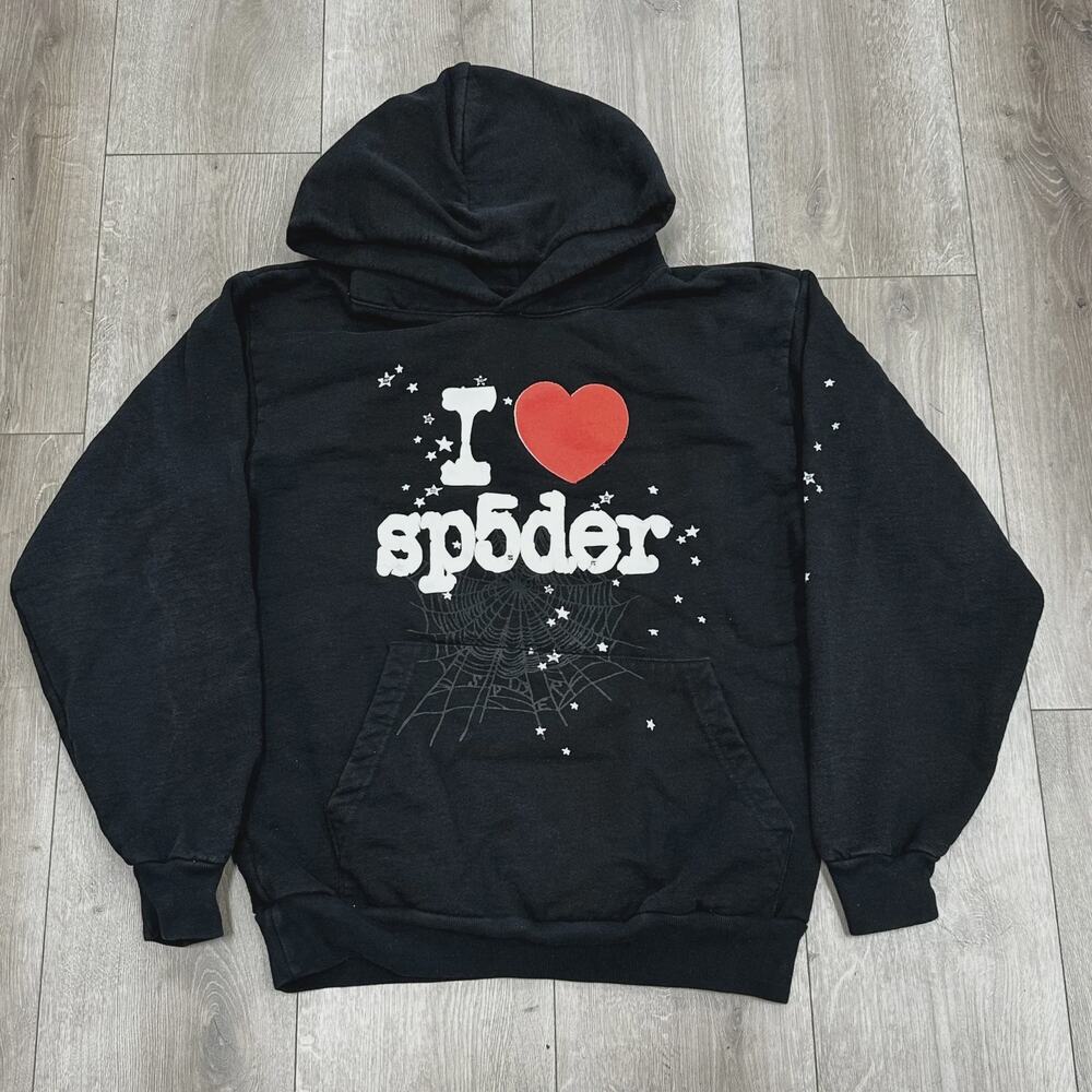 Sp5der I Heart SP5 Souvenir Hoodie Sweater Black sz Medium M SF